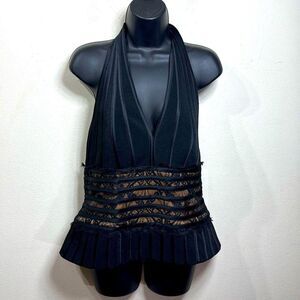 (A3) JS Collections Groupe International Womens' Cream and Black Crop-top size14